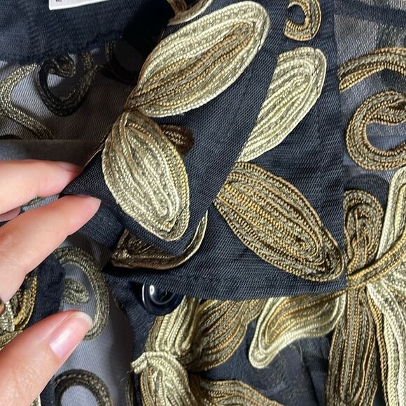 Parsley and Sage rare Soutache Black and gold sheer jacket size medium - Picture 5 of 6